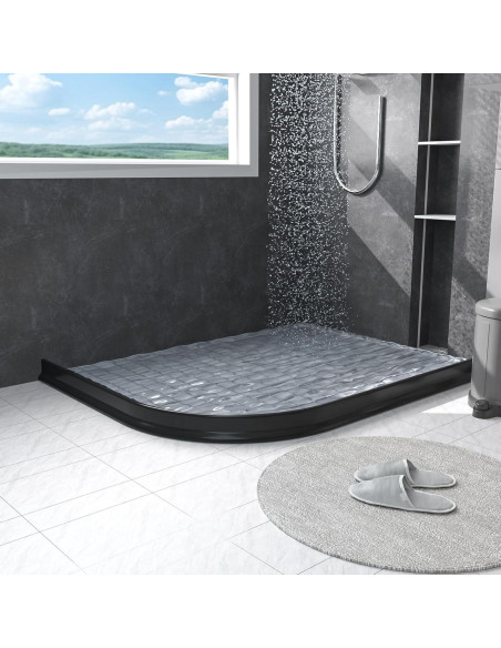 Umbral de Ducha Raycity 1.7m Negro - Barrera de Agua Colapsable Umbral de Ducha Raycity 1.7m Negro - Barrera de Agua Colapsable