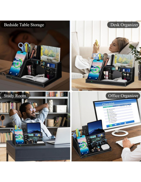 Organizador de Carga Inalámbrica TopMade para Escritorio Negro Organizador de Carga Inalámbrica TopMade para Escritorio Negro
