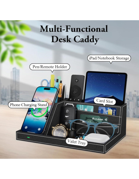 Organizador de Carga Inalámbrica TopMade para Escritorio Negro Organizador de Carga Inalámbrica TopMade para Escritorio Negro