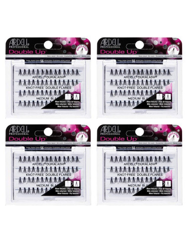 Pestañas Individuales Ardell Doble Negro Medio - Paquete de 4
