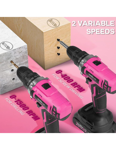Taladro Inalámbrico Rosa ThinkLearn 20V con Accesorios Taladro Inalámbrico Rosa ThinkLearn 20V con Accesorios