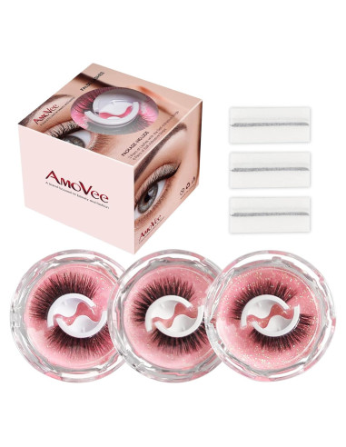 Pestañas Autoadhesivas AmoVee - 3 Pares, Efecto Natural