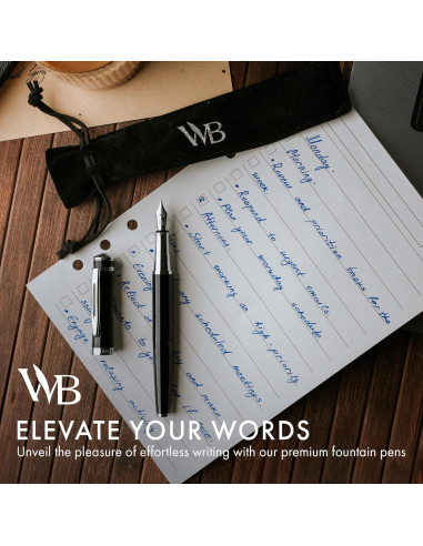 Pluma Fuente Wordsworth & Black Cromo Negro Punta Media 1 Unidad