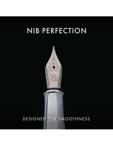 Pluma Fuente Wordsworth & Black Cromo Negro Punta Media 1 Unidad