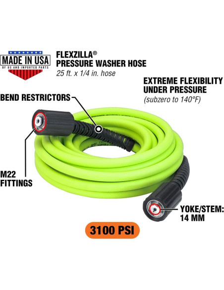 Manguera de Lavadora a Presión Flexzilla 1/4" x 7.62 m M22 Manguera de Lavadora a Presión Flexzilla 1/4" x 7.62 m M22