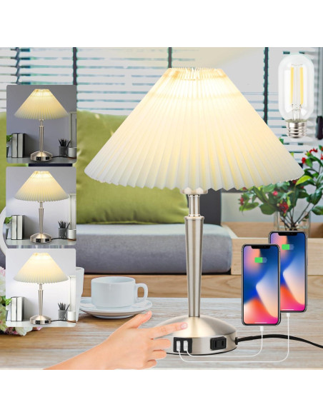 Lámpara de Mesa Táctil LALISU Plata 40.6cm Regulable 3 Niveles Lámpara de Mesa Táctil LALISU Plata 40.6cm Regulable 3 Niveles