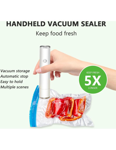 Sellador al vacío portátil H20 con 5 bolsas reutilizables
