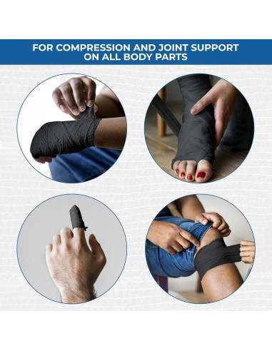Venda Autoadhesiva Negra Bandvet Wrap - Paquete de 12, 5cm x 4.57m