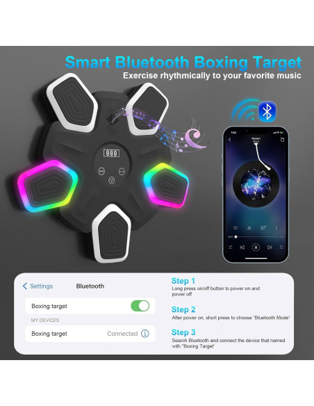 Máquina de Boxeo Musical UTFFEDY con Guantes y Bluetooth 2025 Máquina de Boxeo Musical UTFFEDY con Guantes y Bluetooth 2025