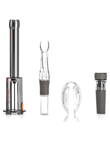 Juego de abridor de vino Cork Genius 4 piezas gris