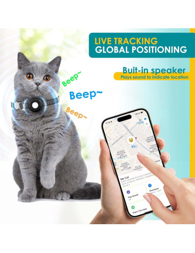 Rastreador GPS para Gatos ZFSJTAG Negro, Sin Cuota Mensual
