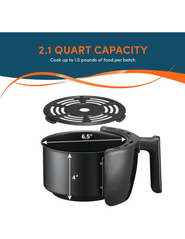 Freidora de Aire Eléctrica Compacta Elite Gourmet 2.1L 1000W