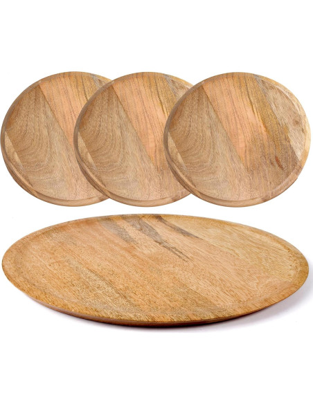 Juego de 4 Platos de Madera Natural CLEENTABLE 27.94 cm Juego de 4 Platos de Madera Natural CLEENTABLE 27.94 cm