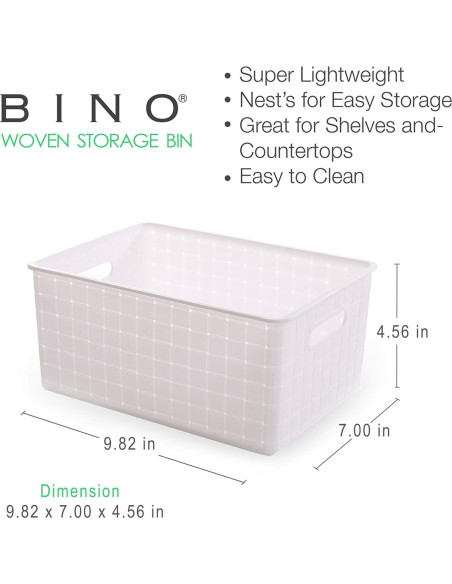 Cesta de Plástico BINO 5 Piezas Blanca Rectangular Multiuso