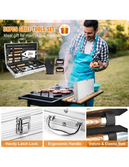 Juego de Parrilla Cifaisi 38 Piezas Acero Inoxidable Juego de Parrilla Cifaisi 38 Piezas Acero Inoxidable