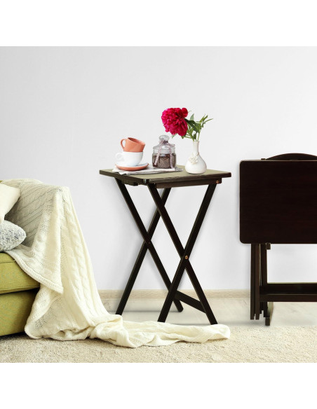Conjunto de Mesas de Bandeja 5 Piezas Casual Home Espresso Conjunto de Mesas de Bandeja 5 Piezas Casual Home Espresso
