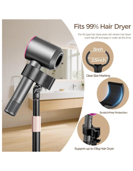 Soporte para Secador de Pelo Vivnoon Ajustable 1.68m Estable Soporte para Secador de Pelo Vivnoon Ajustable 1.68m Estable