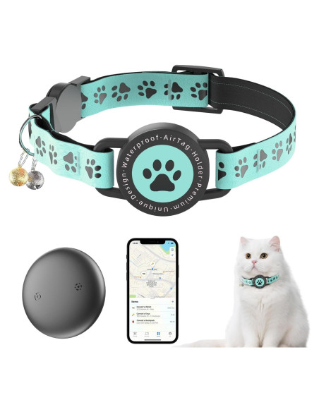 Collar para Gato Zowpet Airtag Impermeable Ajustable Azul Collar para Gato Zowpet Airtag Impermeable Ajustable Azul