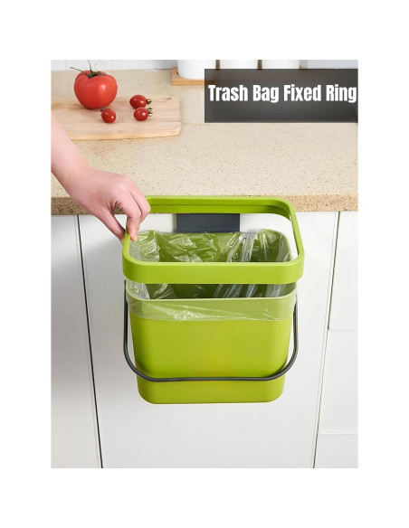 Cesto de Desechos de Cocina Comtar 3L Verde con Ganchos Cesto de Desechos de Cocina Comtar 3L Verde con Ganchos