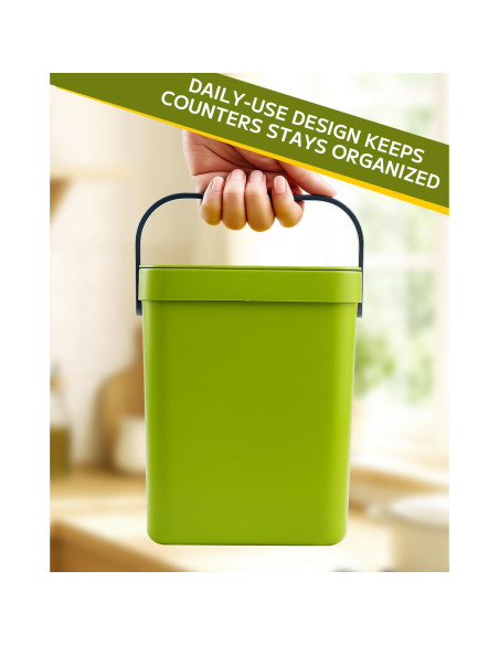 Cesto de Desechos de Cocina Comtar 3L Verde con Ganchos Cesto de Desechos de Cocina Comtar 3L Verde con Ganchos