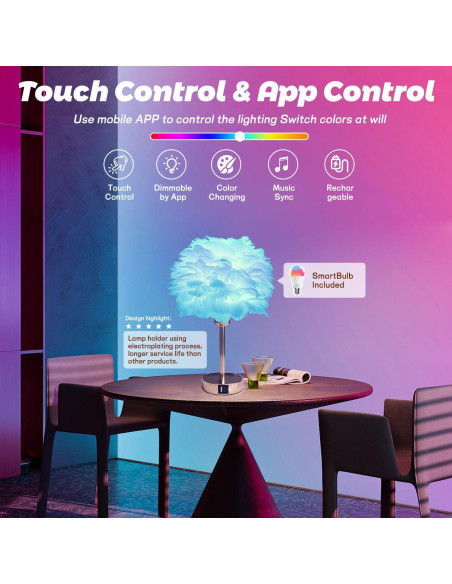 Lámpara de Mesa Inteligente Zengge 9W Control Táctil USB Lámpara de Mesa Inteligente Zengge 9W Control Táctil USB