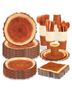 Juego de Vajilla de Papel FULJOOY 200 Piezas para Fiesta