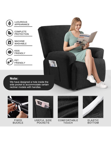 Funda de Silla de Reclinador Timeles Unipersonal Negra