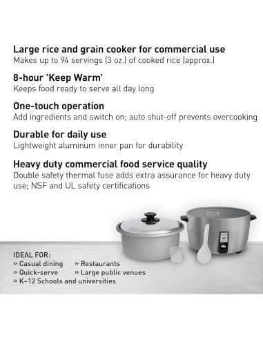 Cocedor de Arroz Panasonic SR-42HZP 46 Tazas Comercial Plata
