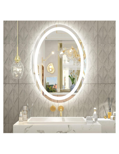 Espejo de Baño LED Ovalado OKPAL 50.8x71.1 cm Anti-Niebla