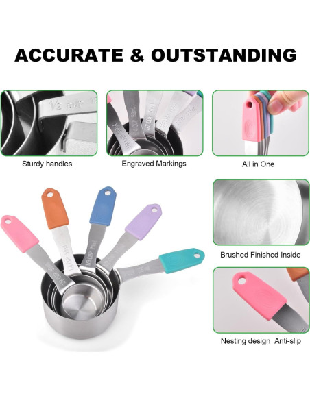 Juego de Tazas y Cucharas Medidoras Magnéticas EDELIN 5+7 Piezas Juego de Tazas y Cucharas Medidoras Magnéticas EDELIN 5+7 Piezas