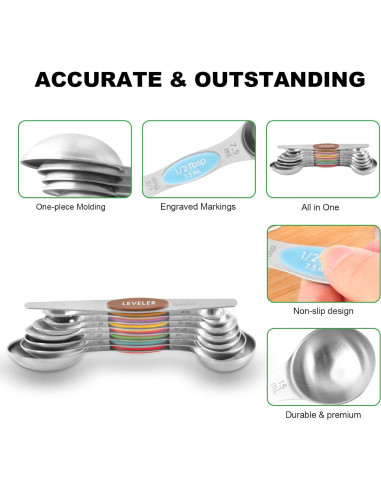 Juego de Tazas y Cucharas Medidoras Magnéticas EDELIN 5+7 Piezas