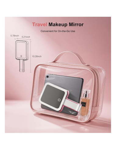 Espejo de Maquillaje Fshyos LED Doble Cara 10X/1X Rosa