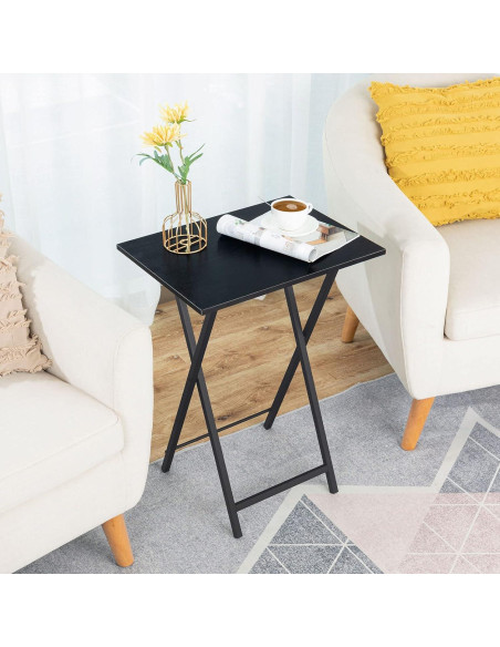 Mesa de bandeja de TV plegable HOOBRO negra 48x36x66 cm Mesa de bandeja de TV plegable HOOBRO negra 48x36x66 cm