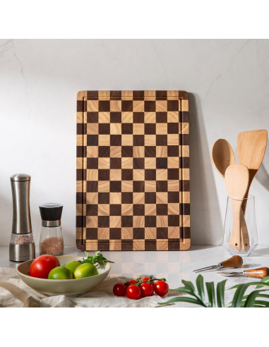 Tabla de Cortar de Madera Acacia THETCHRY 42x29.5cm con Surcos