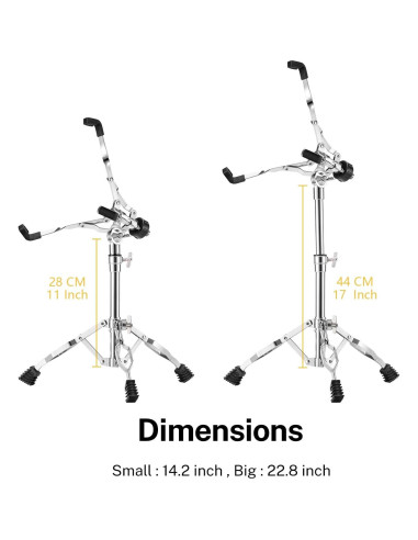 Soporte de tambor snare Donner ajustable 10-14" altura 36-58 cm