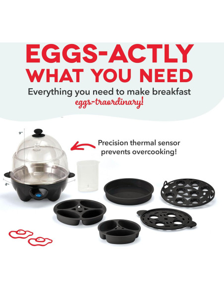 Cocinador de Huevos DASH Deluxe 12 Huevos Negro Automático Cocinador de Huevos DASH Deluxe 12 Huevos Negro Automático