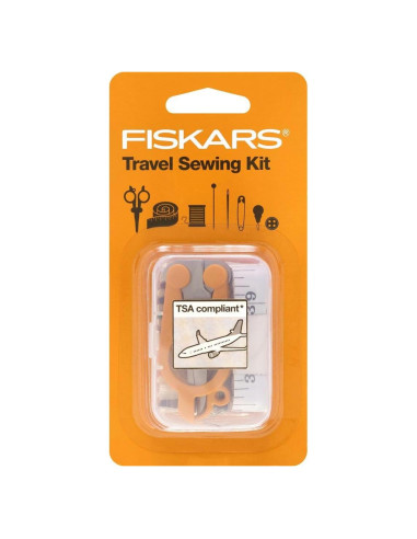 Kit de Costura Fiskars - 27 Piezas para Viaje - Naranja