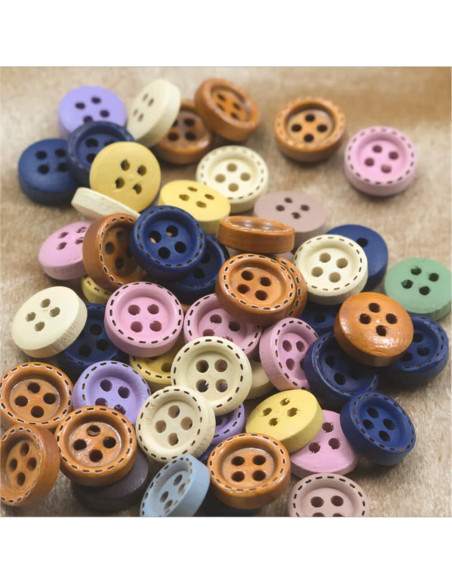 50 Botones de Madera Vingol 10mm Redondos Multicolor DIY 50 Botones de Madera Vingol 10mm Redondos Multicolor DIY