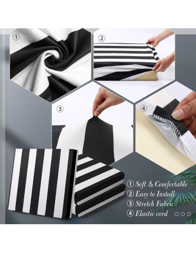 Fundas de Cojines Estirables Newwiee 8 Piezas Negro 50-68 cm
