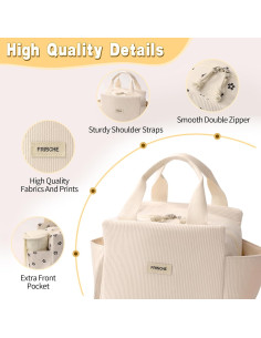 Bolsa de Almuerzo Aislada FAMTUDE Corduroy Beige 13.5L 2