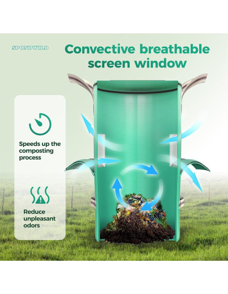 Contenedor de Compostaje Exterior SPONDWILD 54.4L Verde Contenedor de Compostaje Exterior SPONDWILD 54.4L Verde