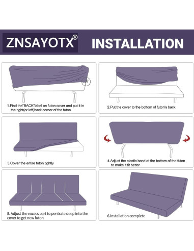 Funda de Futón ZNSAYOTX Ajustable 170-210cm Negro Antideslizante