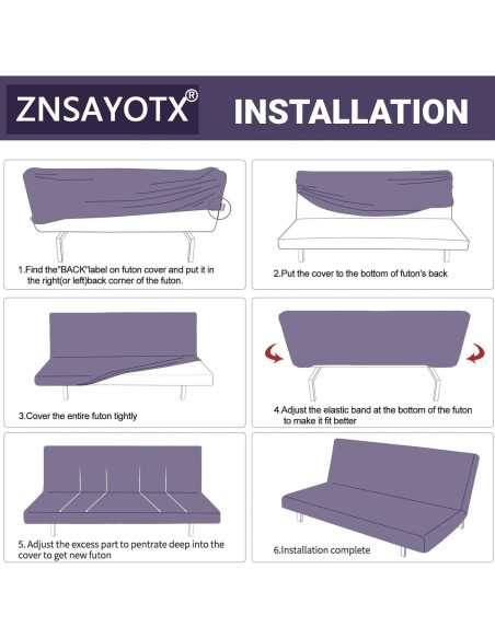 Funda de Futón ZNSAYOTX Ajustable 170-210cm Negro Antideslizante Funda de Futón ZNSAYOTX Ajustable 170-210cm Negro Antideslizante