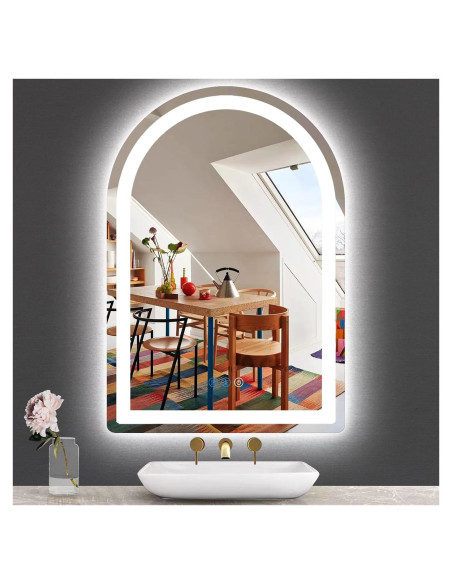 Espejo LED Arqueado THEKLA 60.96x40.64 cm Luz Ajustable Espejo LED Arqueado THEKLA 60.96x40.64 cm Luz Ajustable