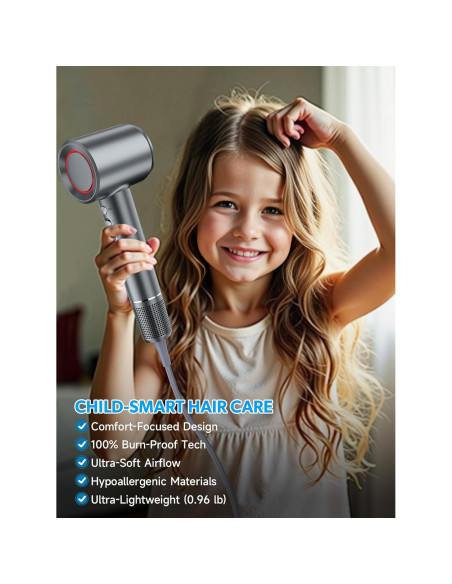 Secador de Pelo Yammoya ZCY887-J 200,000 RPM Iónico Gris Secador de Pelo Yammoya ZCY887-J 200,000 RPM Iónico Gris