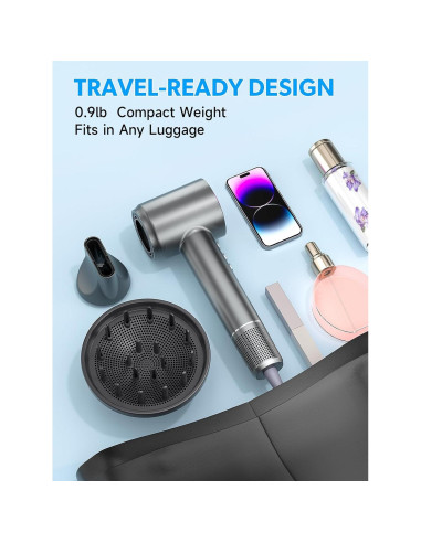 Secador de Pelo Yammoya ZCY887-J 200,000 RPM Iónico Gris