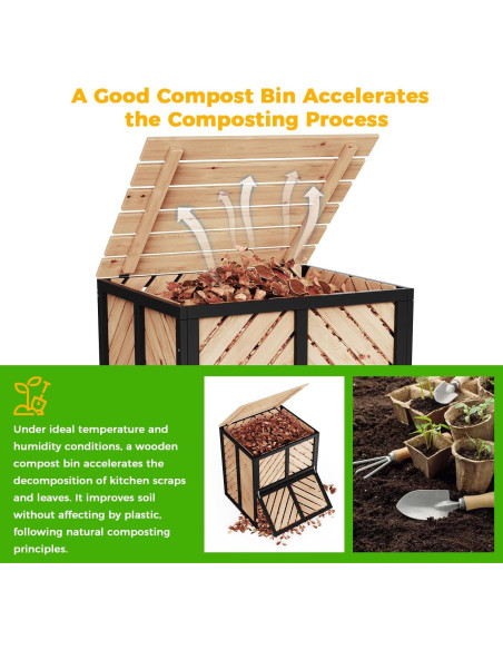 Compostador de Madera SOCOME 115 Galones con Puerta Deslizante Compostador de Madera SOCOME 115 Galones con Puerta Deslizante