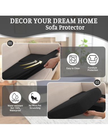 Funda de Sofá Seccional Elástica BT.WA Negra para Asiento
