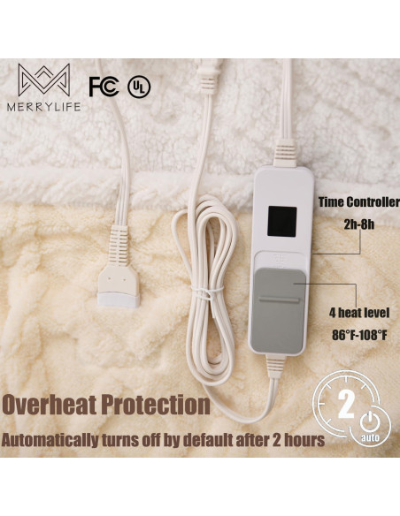 Manta Calentada MERRYLIFE 127x152 cm Beige 4 Niveles Calor Manta Calentada MERRYLIFE 127x152 cm Beige 4 Niveles Calor