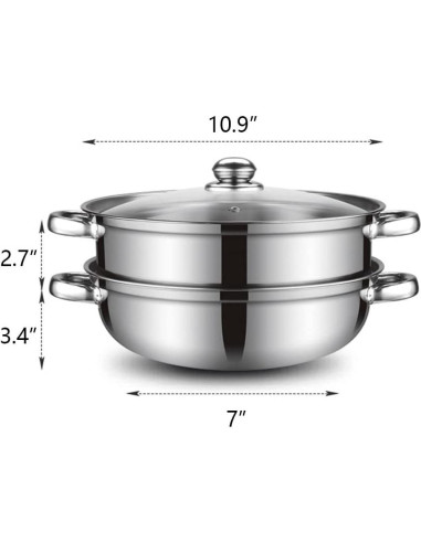 Olla de vapor 28 cm Lcilent de acero inoxidable 18/8 con tapa